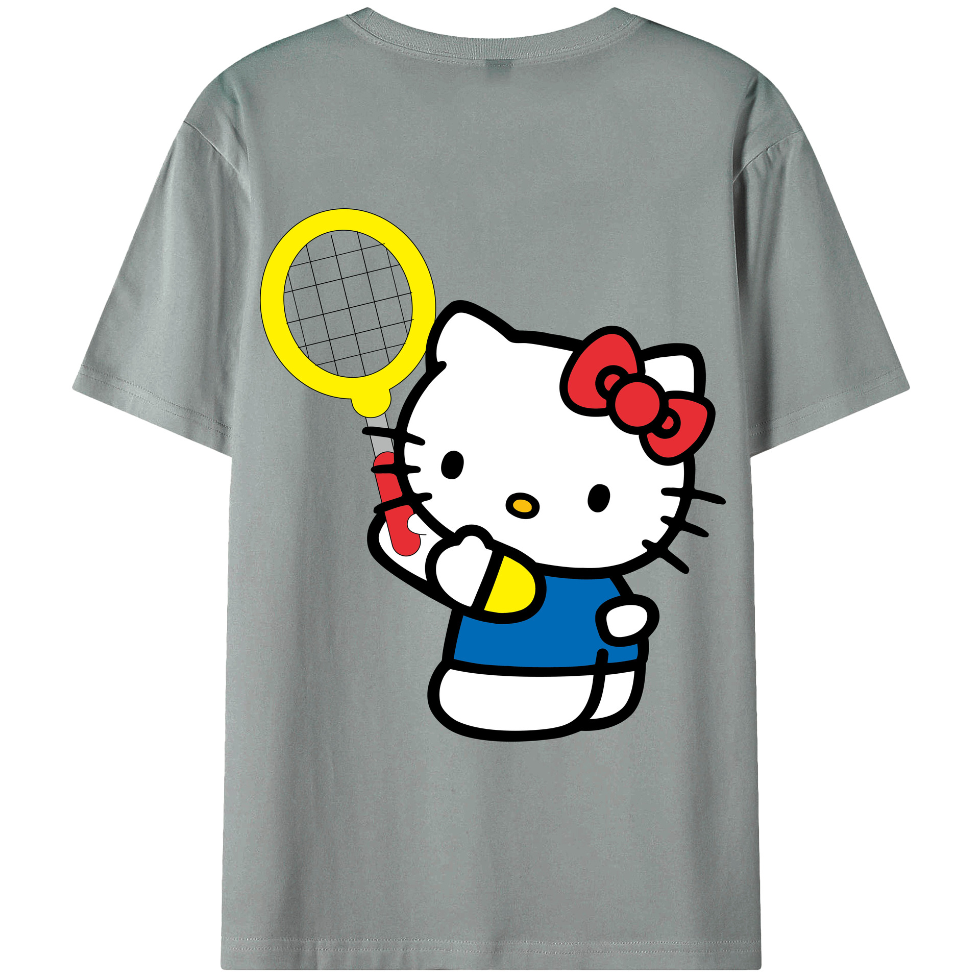 （画像用） Hello Kitty ハローキティ 綿100％ メンズ半袖Tシャツ（バックプリント） 通気性